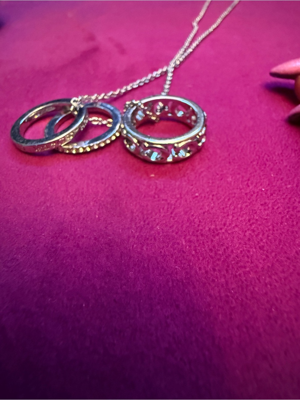 Coach Silver-Tone Triple Ring Pendant Necklace